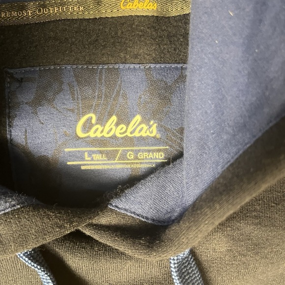 NWT Cabelas Hoodie Mens Large Tall Pullover Fleece Hunting Outdoor Navy - Picture 3 of 8